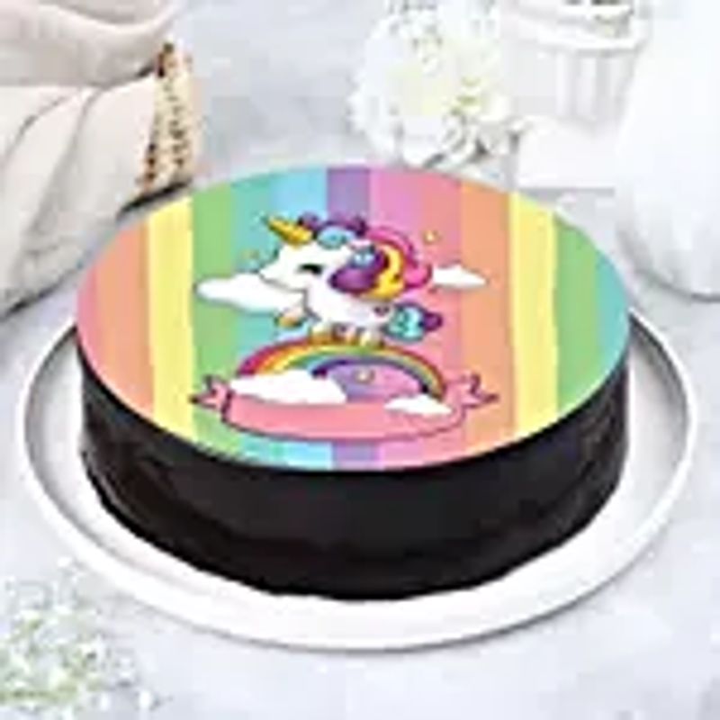 Rainbow Unicorn Chocolate Photo Cake